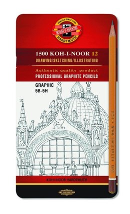 Ołówek Grafitowy 1502/III GRAPHIC 5B-5H komplet 12 szt. KOH I NOOR Koh-i-noor