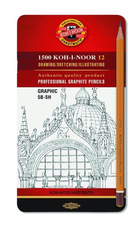 Ołówek Grafitowy 1502/III GRAPHIC 5B-5H komplet 12 szt. KOH I NOOR Koh-i-noor