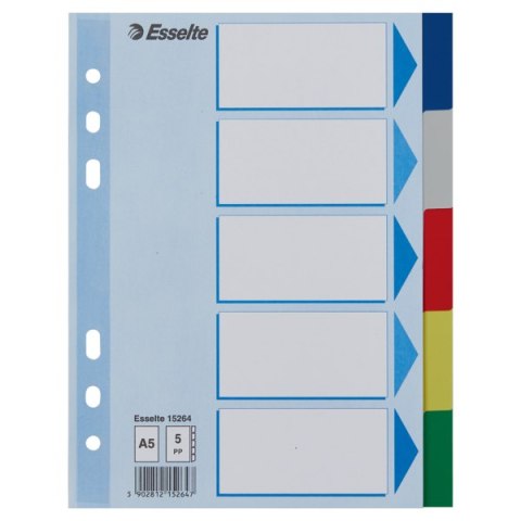 Przekładki plastikowe z PP A5 ESSELTE 5 kart 15264 Esselte Przekładki plastikowe z PP A5 ESSELTE 5 kart 15264 Esselte