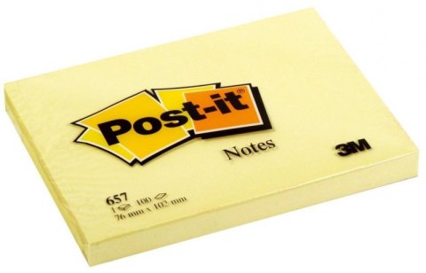 Bloczek samoprzylepny POST-IT (657), 102x76mm, 1x100 kart., żółty (X) Post-It 3M