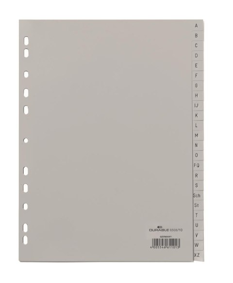 Przekładki PP A4 szare, nadr. indeks, A-Z, 24 części Szary 650810 DURABLE Durable Przekładki PP A4 szare, nadr. indeks, A-Z, 24 części Szary 650810 DURABLE Durable