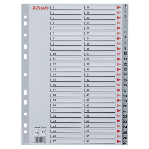 Przekładki plastikowe numeryczne A4 1-54 szare ESSELTE 100109 Esselte Przekładki plastikowe numeryczne A4 1-54 szare ESSELTE 100109 Esselte