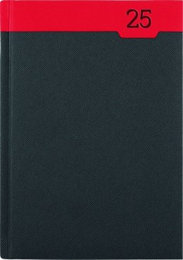 Kalendarz A-5 BEST CLASSIC książkowy (C3), 18 - grafit teksas / czerwony linea 2025 TELEGRAPH Telegraph