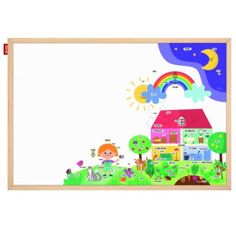 Tablica edukacyjna MemoBe, WHITEBOARDGAME: Alphabet adventure!, nadruk ALFABET, rama drewniana, PL, 200x100 cm MTM200100.AL01.01 MemoBe