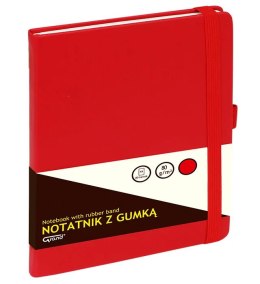 Notatnik GRAND z gumką A5/80 kartek, 80g/kratka, okładka czerwona, 150-1382 Grand