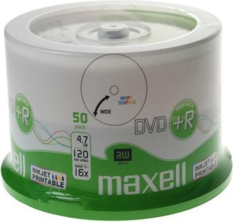 Płyta MAXELL DVD+R 4.7GB 16x, (50szt) PRINTABLE, white, do nadruku, cake 275702 Maxell Płyta MAXELL DVD+R 4.7GB 16x, (50szt) PRINTABLE, white, do nadruku, cake 275702 Maxell