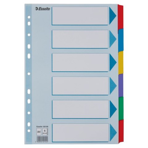 Przekładki, kolorowy karton, karta opisowa Mylar A4, Esselte, 6 kart, , 100168 (X) Esselte Przekładki, kolorowy karton, karta opisowa Mylar A4, Esselte, 6 kart, , 100168 (X) Esselte