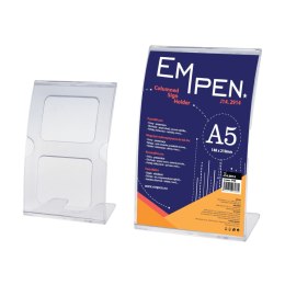 Stojak plakatowy TYP L A5, PIONOWY, FIDO plastikowy, transparentny Kon-Plast