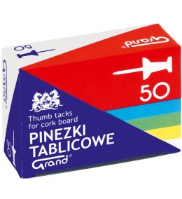 Pinezki tablicowe op-50szt. kolorowe GRAND 110-1657 beczułki Grand