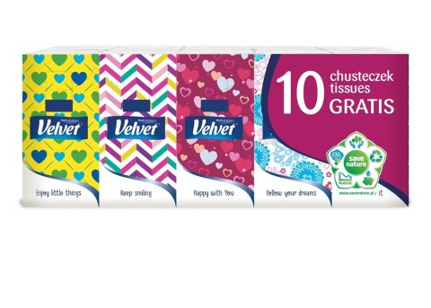 Chusteczki higieniczne VELVET (10) oryginal 4-warstwy białe Velvet