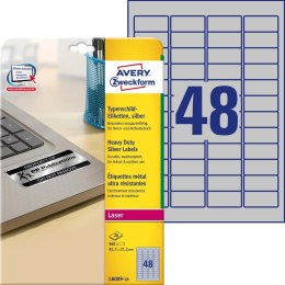 Etykiety znamionowe L6009-20 45,7 x 21,2 20ark srebrne, poliestrowe, Avery Zweckform Avery Zweckform