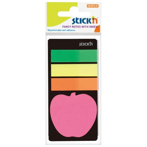 Zakładki indeks. neon+Notes Jabłuszko STICK`N 21475 StickN
