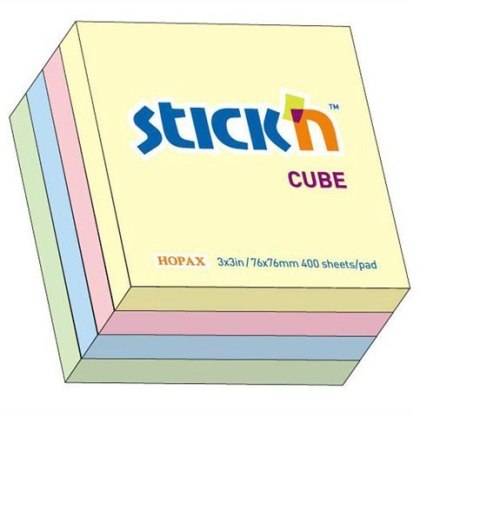 Bloczek STICKN 76x76mm 400k mix 4 kolory pastelowe 21013 StickN Bloczek STICKN 76x76mm 400k mix 4 kolory pastelowe 21013 StickN