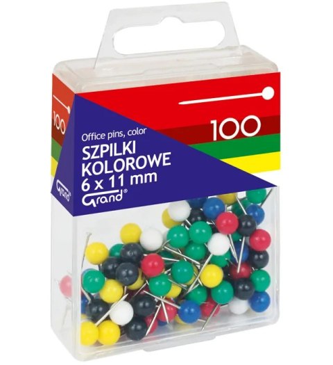 Szpilki Kolorowe 100 GRAND T4, 6x11mm GRAND 110-1672 Grand Szpilki Kolorowe 100 GRAND T4, 6x11mm GRAND 110-1672 Grand