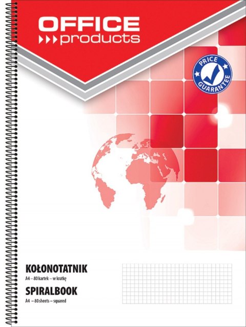 Kołonotatnik , A4, w kratkę, 80 kart., 60-80gsm, perforacja, typu OFFICE PRODUCTS 16058011-99 Office Product