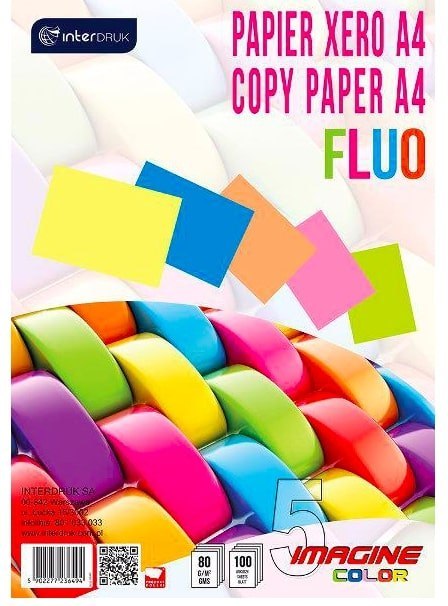 Papier xero A4 100 5kolorów pastel INTERDRUK 6487 Interdruk Papier xero A4 100 5kolorów pastel INTERDRUK 6487 Interdruk