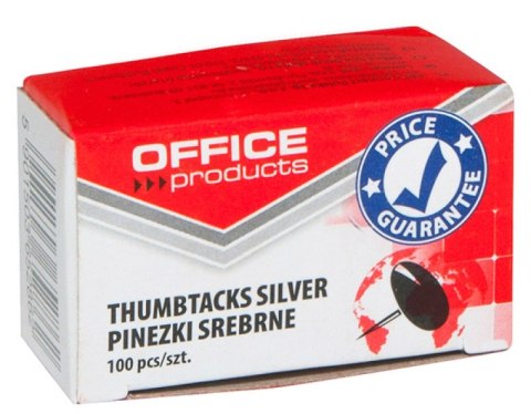 Pinezki klasyczne , 100szt., srebrne, typu OFFICE PRODUCTS 18195013-19 Office Product