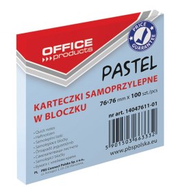 Bloczek samoprzylepny , 76x76mm, 1x100 kart., pastel, niebieski, typu OFFICE PRODUCTS 14047611-01 Office Products