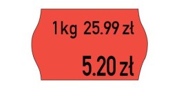 Etykiety cenowe w rolce do metkownicy dwurzędowej Meto, 26x16 mm, czerwone opakowanie 6 rolek M30014337 Meto