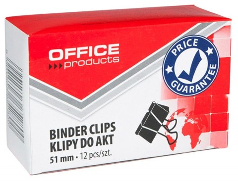 Klipy do dokumentów , 51mm, 12szt., czarne, typu OFFICE PRODUCTS 18095119-05 Office Products