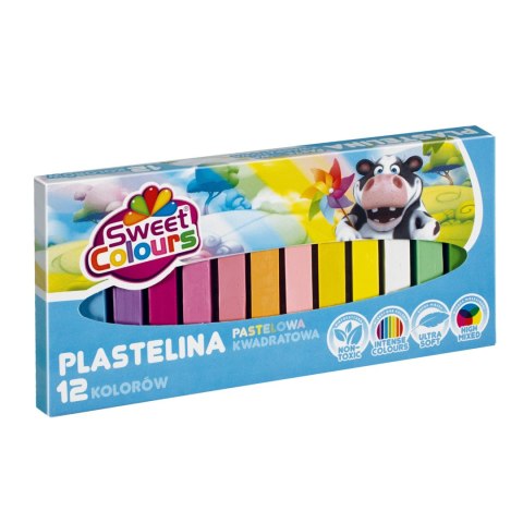 Plastelina kwadratowa pastelowa 12 kolorów Sweet Colours 92397 KOMA-PLAST Koma Plast