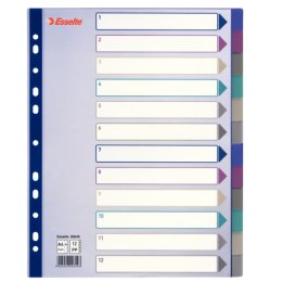 Przekładki plastikowe Multicolor PP, A4 Maxi - 12 kart Esselte, 20649 Esselte