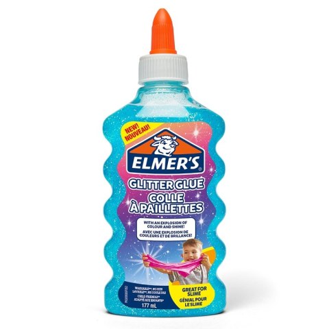 Elmers klej brokatowy, niebieski, zmywalny i przyjazny dzieciom, 177ml, 2077252 Elmers