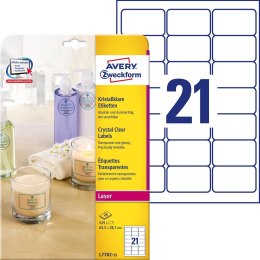 Etykiety Crystal Clear L7782-25 63,5x38,1 25ark przezroczyste, Avery Zweckform Avery Zweckform