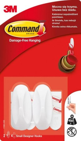 Haki wielokrotnego użytku COMMAND_ Designer (17082 PL), małe, 2 szt., białe Command-3M