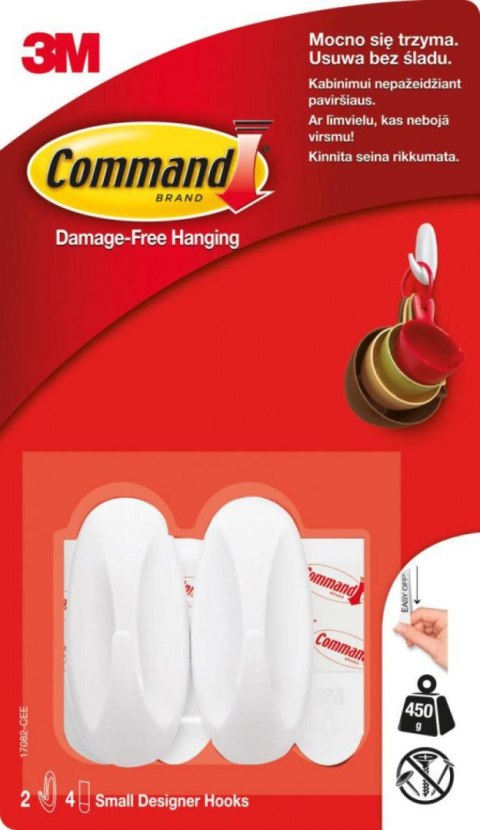 Haki wielokrotnego użytku COMMAND_ Designer (17082 PL), małe, 2 szt., białe Command-3M