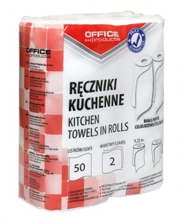 Ręczniki kuchenne celulozowe , 2-warstwowye, 50 listków, 9, 25m, 2szt., białe, typu OFFICE PRODUCTS 22047139-14 Office Product