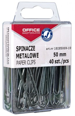 Spinacze metalowe OFFICE PRODUCTS, gładkie, 50mm, w pudełku, 40szt., srebrne 18085069-19 Office Products