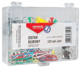 Zestaw biurowy (pinezki, klipy i spinacze) , mix 153szt., mix kolorów, typu OFFICE PRODUCTS 18301139-99 Office Product