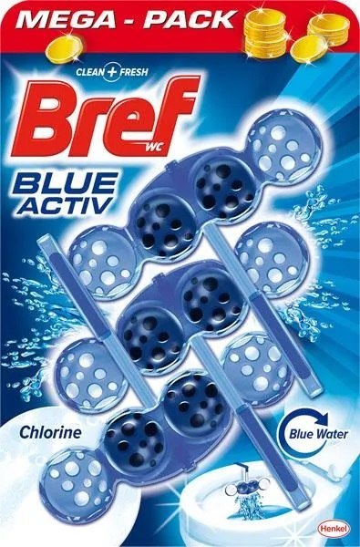 BREF Zawieszka WC BLUE AKTIV 3x50g CHLORINE barwiące 18226 Bref BREF Zawieszka WC BLUE AKTIV 3x50g CHLORINE barwiące 18226 Bref