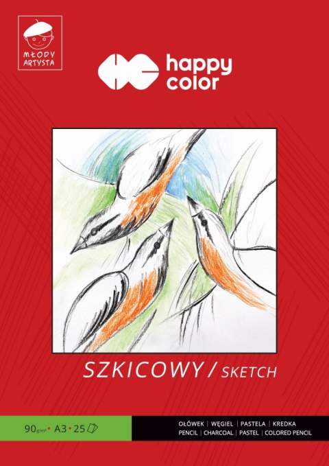 Blok szkicowy Młody Artysta, A3, 25 ark, 90g, Happy Color HA 3709 3040-M25 Happy Color Blok szkicowy Młody Artysta, A3, 25 ark, 90g, Happy Color HA 3709 3040-M25 Happy Color