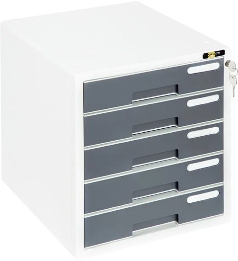 Szafka na dokumenty YELLOW ONE YL-SP05 plastikowa - 5 szufl. + zamek, szary 120-1892 (X) Yellow One