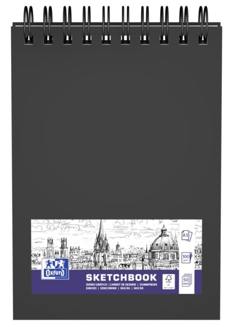 Szkicownik SKETCHBOOK podwójna spirala A5 50k 100g czarny 400152644 OXFORD Oxford Szkicownik SKETCHBOOK podwójna spirala A5 50k 100g czarny 400152644 OXFORD Oxford