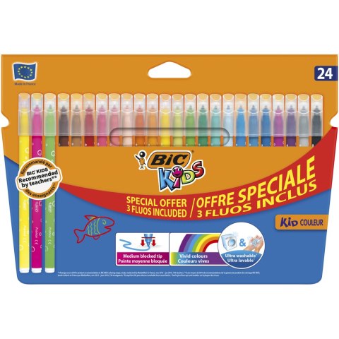 Flamastry BIC Kids Kid Couleur Fluo 24szt, 921360 Bic