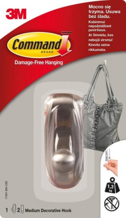 Hak COMMAND_ (17061BN), metalowy, średni, srebrny Command 3M