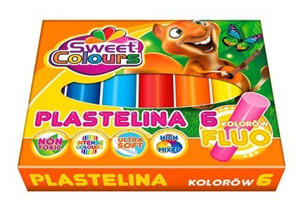 Plastelina 6 kolorów fluo Sweet Colours 01525 KOMA-PLAST Koma-Plast
