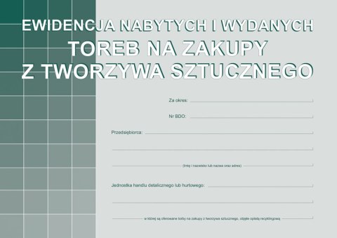 S-200-3 Ewidencja nabytych i wydanych toreb na zakupy z tworzyw sztucznych A5 MICHALCZYK I PROKOP Michalczyk i Prokop