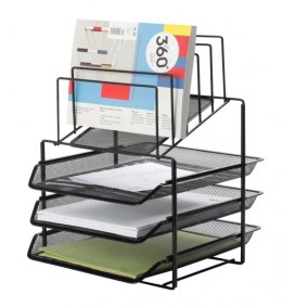 Zestaw na biurko Q-CONNECT OFFICE SET, metal, z sorterem dokumentów 3 szufladki, czarny Q-Connect