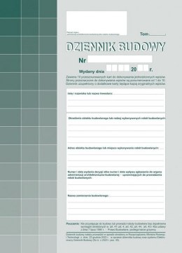 603-S11 Dziennik Budowy A4, 20str. (10 kompletów oryginał+kopia) samokopia Michalczyk i Prokop Michalczyk i Prokop