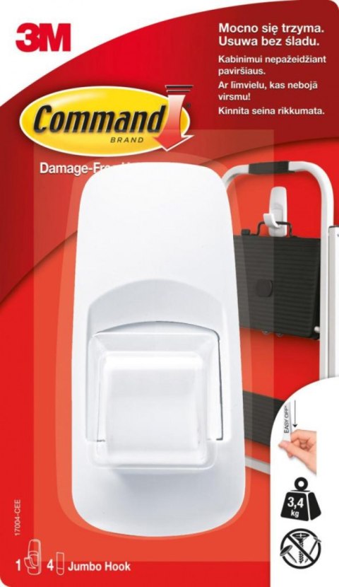 Hak wielokrotnego użytku COMMAND_ Jumbo (17004 PL), duży, biały Command 3M