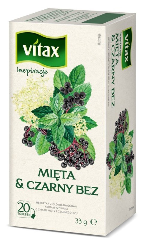Herbata VITAX INSPIRATIONS Mięta & Czarny Bez 20t *1,65g ziołowa bez zawieszki Vitax