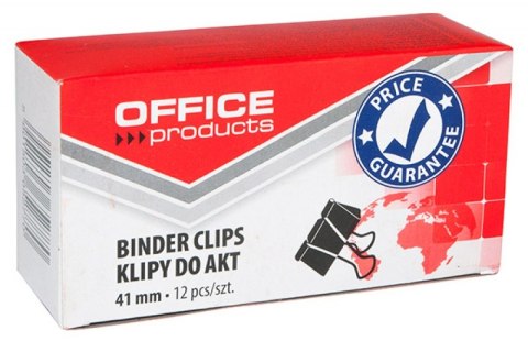 Klipy do dokumentów , 41mm, 12szt., czarne, typu OFFICE PRODUCTS 18094119-05 Office Product
