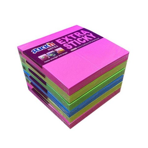 Notes samoprzylepny EXTRA STICKY 76x76mm 4 kol.neon/90 kart. 6szt. Stickin 21679 StickN