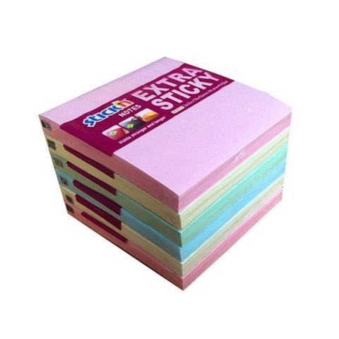 Notes samoprzylepny EXTRA STICKY 76x76mm 4 kol.pastel/90 kart.6szt. Stickin 21659 StickN