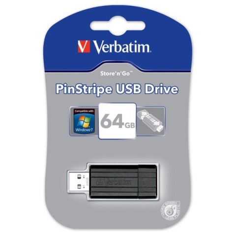 Pamięć Pendrive VERBATIM 64GB USB 2.0 czarny PINSTRIPE 49065 Verbatim