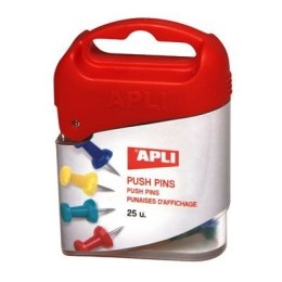 Pinezki do tablic 25szt.APLI 12349 pudełko plastik Apli